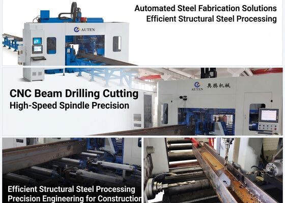 Brückenfertigung mit Hochgeschwindigkeits-CNC-H-Beam-Bohrmaschine mit Scherenfunktion